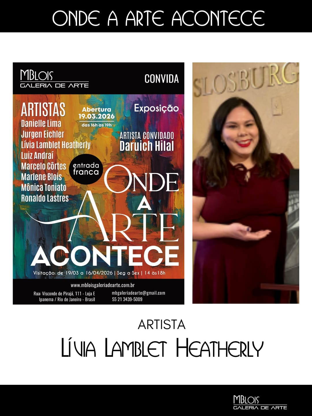 Encarte da exposição com meu nome e minha foto