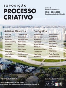 Encarte da exposição coletiva "Processo Criativo", no Jockey Club de São Paulo, em fevereiro de 2026 Encarte da exposição coletiva "Processo Criativo", no Jockey Club de São Paulo