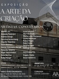 Encarte da exposição "A arte da criação", na Fábrica Bhering, em março de 2026 Encarte da exposição "A arte da criação", na Fábrica Bhering, em março de 2026, nomeando os artistas que participaram da mostra