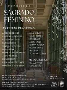 Encarte da exposição coletiva "Sagrado Feminino", realizada no Jockey Club em março de 2026 Encarte da exposição coletiva "Sagrado Feminino", realizada no Jockey Club em março de 2026